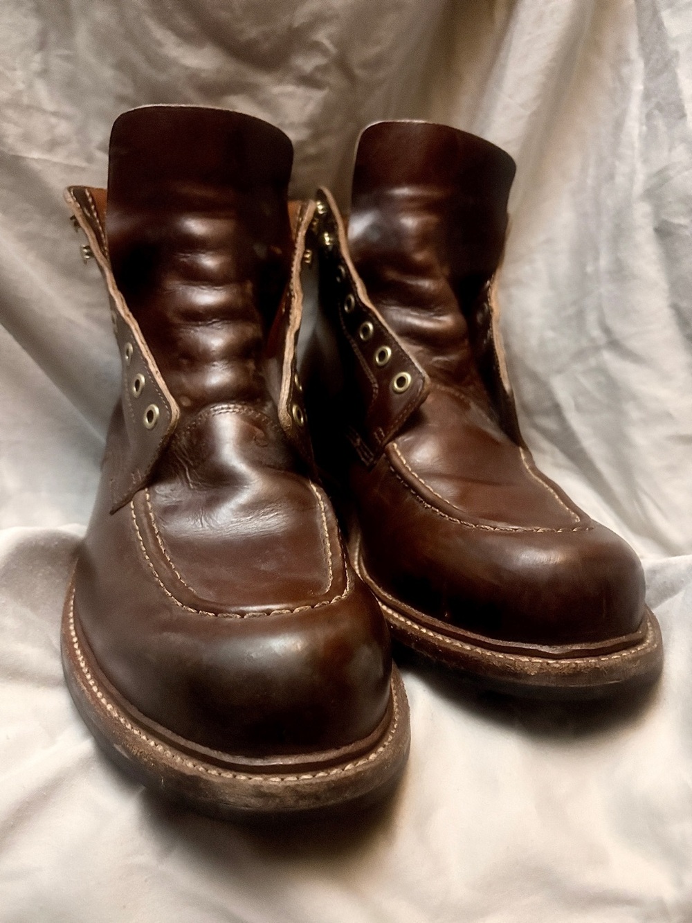 Grant Stone Brass Boot Crimson Chromexcel Leather Moc Toe 12EEE w/ Box - MINT